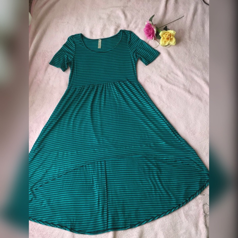 Blue & Black Striped Hi - Lo Dress